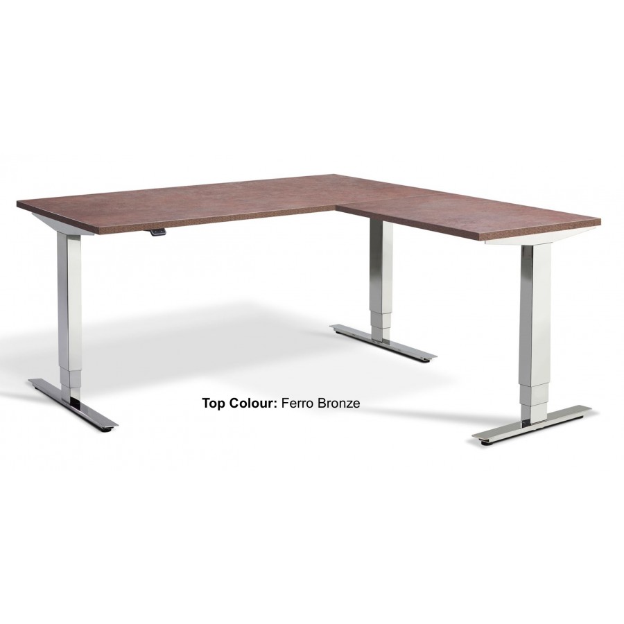 Cromo Corner Triple Motor Chrome Height Adjustable Desk